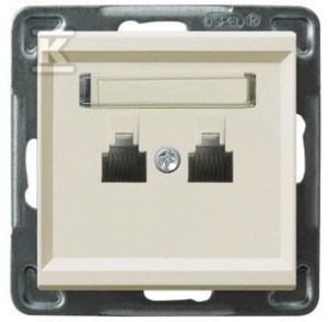 Gniazdo telefoniczne podwójne równoległe, ecru SONATA    GPT-2RR/M/27