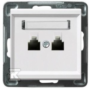 Gniazdo telefoniczne podwójne równoległe, biały SONATA    GPT-2RR/M/00