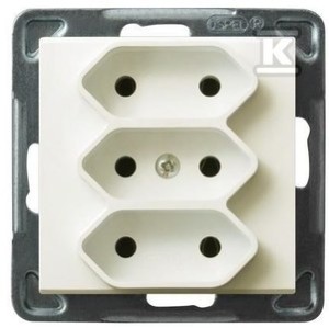 Gniazdo potrójne EURO, ecru SONATA    GP-3R/M/27 w