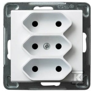Gniazdo potrójne EURO, biały SONATA    GP-3R/M/00 w