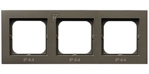 Ramka potrójna do łączników IP-44, czekoladowy metal SONATA