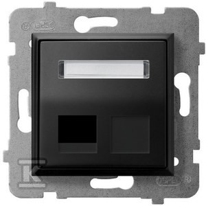 Obudowa gniazda pojedynczego typu Keystone skośna, czarny metalik ARIA o