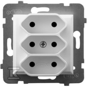 Gniazdo potrójne EURO, biały ARIA    GP-3U/M/00 w