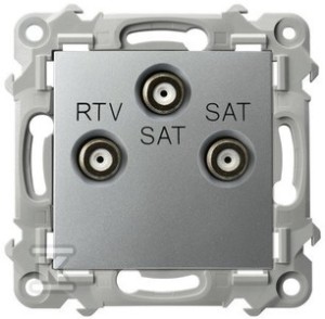 Gniazdo RTV-SAT z dwoma wyjściami SAT - SREBRO