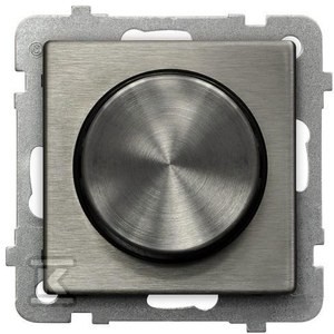 Ściemniacz przyciskowo-obrotowy przystosowany do obciążenia żarowego i halogenowego, stal inox