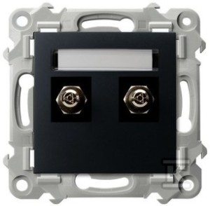 Gniazdo ekwipotencjalne podwójne - CZARNY METALIK   &nbsp;GPE-2Z/M/33