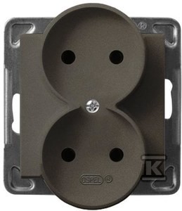 Gniazdo podwójne, czekoladowy metal SONATA    GP-2RR/M/40 w
