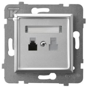 Gniazdo telefoniczne pojedyncze, srebro ARIA    GPT-1U/M/18 w