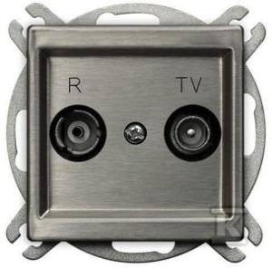 Gniazdo RTV przelotowe ZAP-14, stal inox SONATA