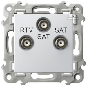 Gniazdo RTV-SAT z dwoma wyjściami SAT - BIAŁY