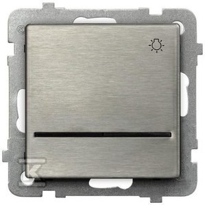 Łącznik zwierny światło z podświetleniem niebieskim, stal inox SONATA o