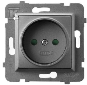 Gniazdo pojedyncze bez uziemienia z przesłonami torów prądowych, szary mat