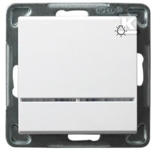 Łącznik zwierny światło z podświetleniem pomarańczowym, biały SONATA     ŁP-5RS/M/00   Przyciski podtynkowe światło", Przyciski światło. Produkt wyprodukowany przez markę OSPEL,
