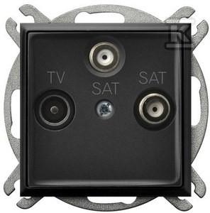 Gniazdo RTV-SAT z dwoma wyjściami SAT, czarny metalik ARIA o