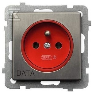 Gniazdo pojedyncze z uziemieniem DATA, stal inox SONATA