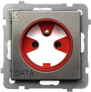 Gniazdo pojedyncze z uziemieniem DATA z kluczem uprawniającym, stal inox