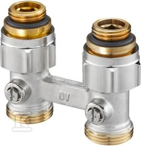 Multiflex F, ZB-podwójne przyłącze z odcięciem, 1/2GZx3/4GZ, mosiądz, niklowane o