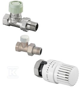 Zestaw grzejnikowy: termostat Vindo TH 45778 (0-28C) + zawór termostatyczny