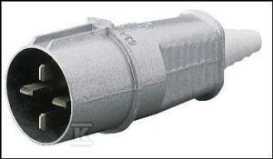 Wtyczka 32A 3P+Z IP44 metalowa przenośna 500V, płaskie bolce o