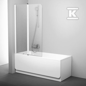 Parawan wannowy prosty CVS2-100 lewy biały przezroczyste
