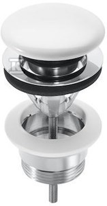 Korek uniwersalny click-clack z pokrywą ceramiczną o 65 mm biały