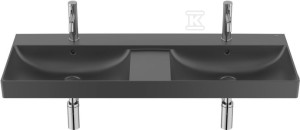 Umywalka ONA ścienna podwójna 120x46 cm Fineceramic® CZARNY MAT o