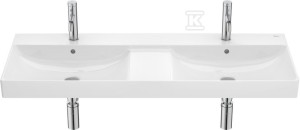 Umywalka meblowa ONA UNIK podwójna 120x46 cm Fineceramic® BIAŁY POŁYSK