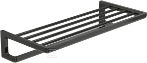 Półka ścienna na ręcznik z wieszakiem brushed titanium black o
