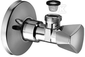 Zawór kątowy Sanland 1/2"x3/8" z sitkiem chrom