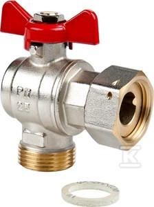 Kurek kulowy kątowy SPIN z obrotową nakrętką DN15-PN25 1/2" o