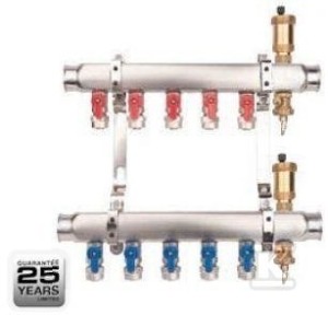 Rozdzielacz MINI BASE Inox K2-2 G1"-G1/2" liczba obiegów 2 o