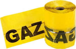 Taśma ostrzegawcza z wkładką metalową i nadrukiem GAZ, szer. 20