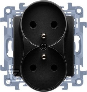 Gniazdo wtyczkowe z uziemieniem podwójne z przesłonami torów prądowych (moduł)