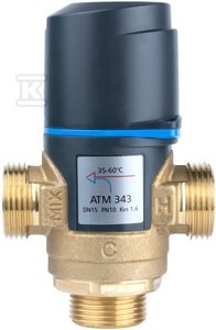 Termostatyczny zawór mieszający ATM 343 DN15, G3/4", zakres temperatury 35-60