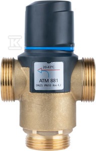 Termostatyczny zawór mieszający ATM 881 DN25, G1 1/4", zakres temperatury
