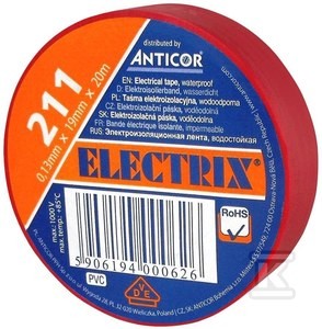 Taśma ELECTRIX 211 czerwona 19 mm x 20 m o