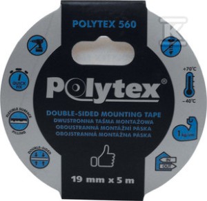 Taśma Polytex 560 dwustronna biała montażowa, 19 mm x 1,1