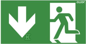 Piktogram KIERUNEK DO WYJŚCIA EWAKUACYJNEGO W DÓŁ, lewostronny, 100x300mm o