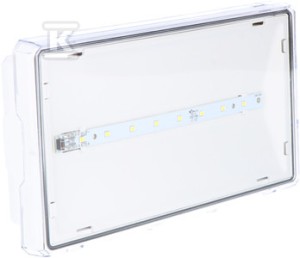 Oprawa LED sieciowo-awaryjna, EXIT S 1W 6000K 3h, przycisk testu,