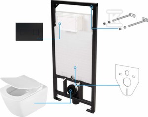 Zestaw WC podtynkowy Anemon 6 w 1 nero, biały o