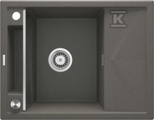 Zlewozmywak granitowy magnetyczny 1-komorowy z ociekaczem Magnetic, antracyt metalik o