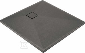 Brodzik granitowy kwadratowy Correo 90x90 cm, antracyt metalik