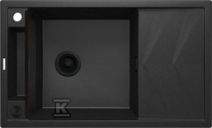 Zlewozmywak granitowy magnetyczny 1-komorowy z ociekaczem Magnetic, grafit metalik o