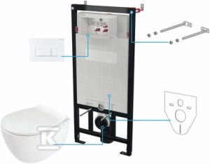 Zestaw WC podtynkowy 6 w 1 Silia, bianco, biały o
