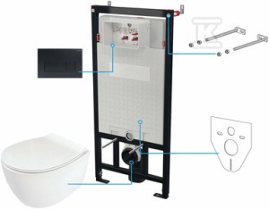 Zestaw WC podtynkowy 6 w 1 Silia, nero, biały o