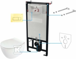 Zestaw WC podtynkowy 6 w 1 Silia, złoty, biały o