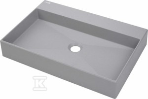 Umywalka granitowa nablatowa Correo - 60x40 cm, szary metalik o
