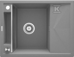Zlewozmywak granitowy magnetyczny 1-komorowy z ociekaczem Magnetic, szary metalik o