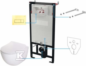 Zestaw WC podtynkowy 6 w 1 Peonia, złoty, biały o
