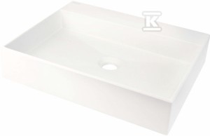 Umywalka granitowa stawiana na blat - 500x400 mm Correo, alabaster
